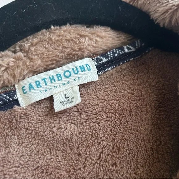 Earthbound Cropped Sherpa Jacket Size Large, Brown, EUC - Picture 7 of 9